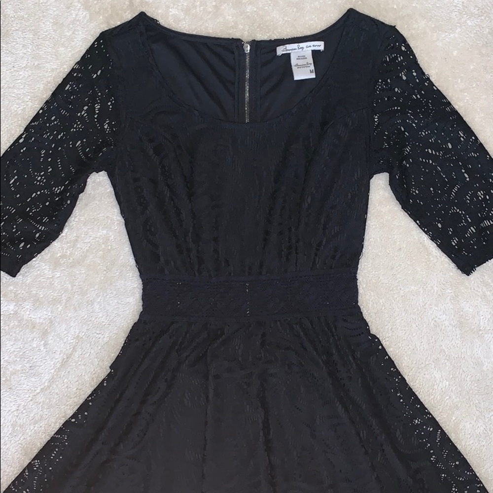 American Rag Black Lace Mid Sleeve Dress